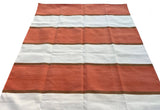 Modern Handmade Cotton Orange, Cream And Tan Striped Area Rug-6812