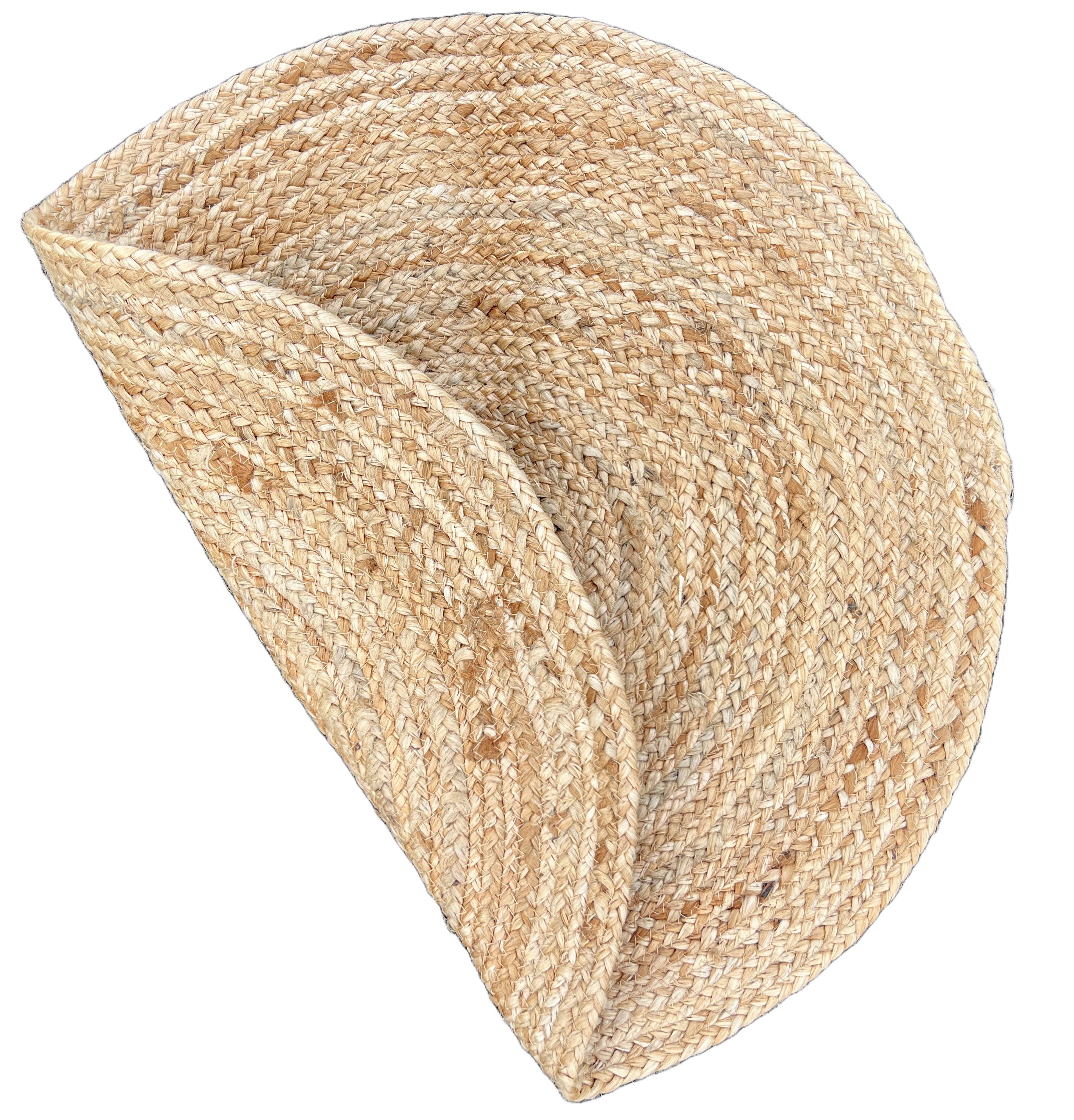 Modern Handmade Natural Jute Round Solid Rug Indian Dhurrie -8047