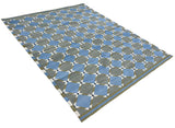 Modern Handmade Cotton Grey, Blue, Cream And Green Geometric Area Rug-6834