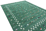 Modern Handmade Cotton Forest Green And White Shooting Star Rug-6814
