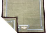 Modern Handmade Cotton Olive Green, Cream And Wine Color Fish Pattern Runner-6847