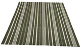 Modern Handmade Woolen Olive Green And White Striped Rug-6837