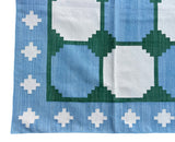 Modern Handmade Cotton Sky Blue And Green Geometric Swedish Star Rug-6813