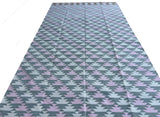 Modern Handmade Cotton Gray, Pink, Cream And Tan Geometric Area Rug-6832