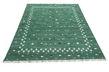 Modern Handmade Cotton Forest Green And White Shooting Star Rug-6814