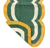 Modern Handmade Cotton Rug, 2x8 Green And Mustard Dhurrie Runner -9668