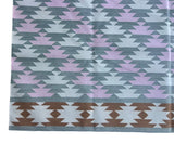 Modern Handmade Cotton Gray, Pink, Cream And Tan Geometric Area Rug-6832