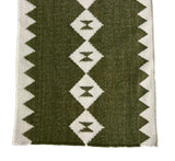 Modern Handmade New Zealand Wool Dark Olive Green And White Geometric Runner-6824