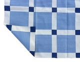 Modern Handmade Cotton Sky Blue And White Block Pattern Geometric Area Rug-6854