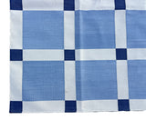 Modern Handmade Cotton Sky Blue And White Block Pattern Geometric Area Rug-6854