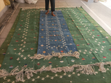Modern Handmade Cotton Indigo Blue Shooting Star Dhurrie Runner-6815