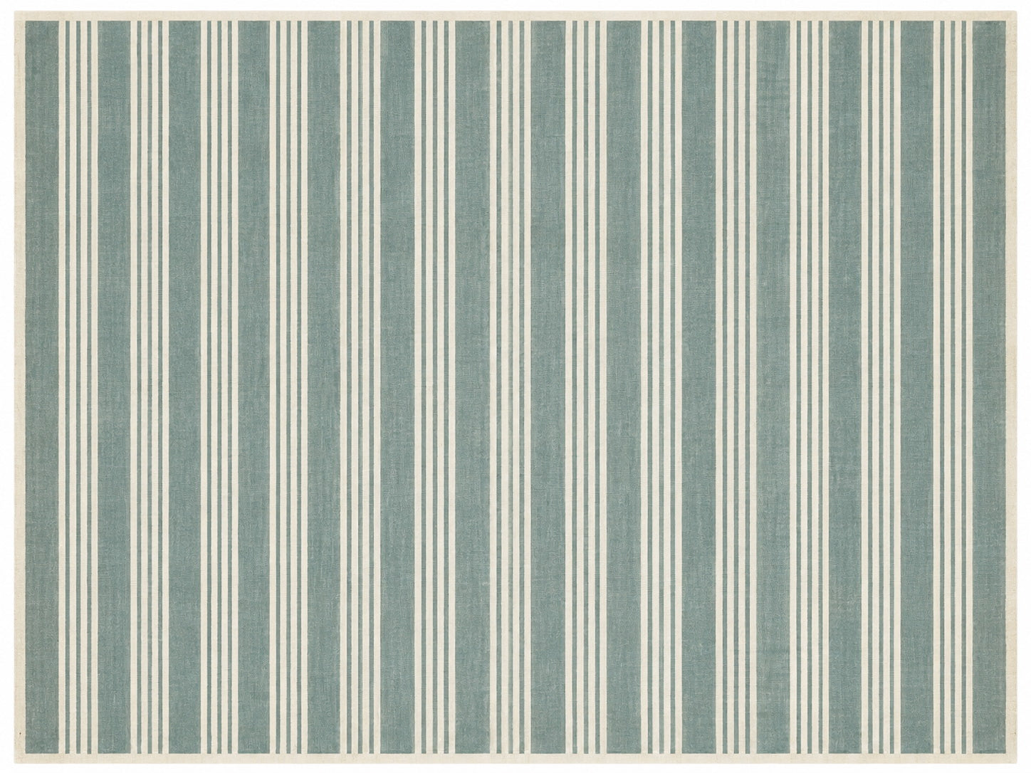 Modern Handmade Woolen Greyish Blue And White Striped Rug-6836
