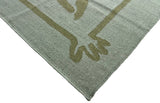 Handwoven New Zealand Wool Cream And Green Geometric Rug Size 200x270cm