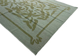 Handwoven New Zealand Wool Cream And Green Geometric Rug Size 200x270cm
