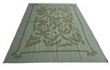 Handwoven New Zealand Wool Cream And Green Geometric Rug Size 200x270cm