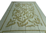 Handwoven New Zealand Wool Cream And Green Geometric Rug Size 200x270cm