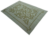 Handwoven New Zealand Wool Cream And Green Geometric Rug Size 200x270cm
