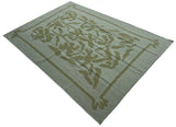 Handwoven New Zealand Wool Cream And Green Geometric Rug Size 200x270cm