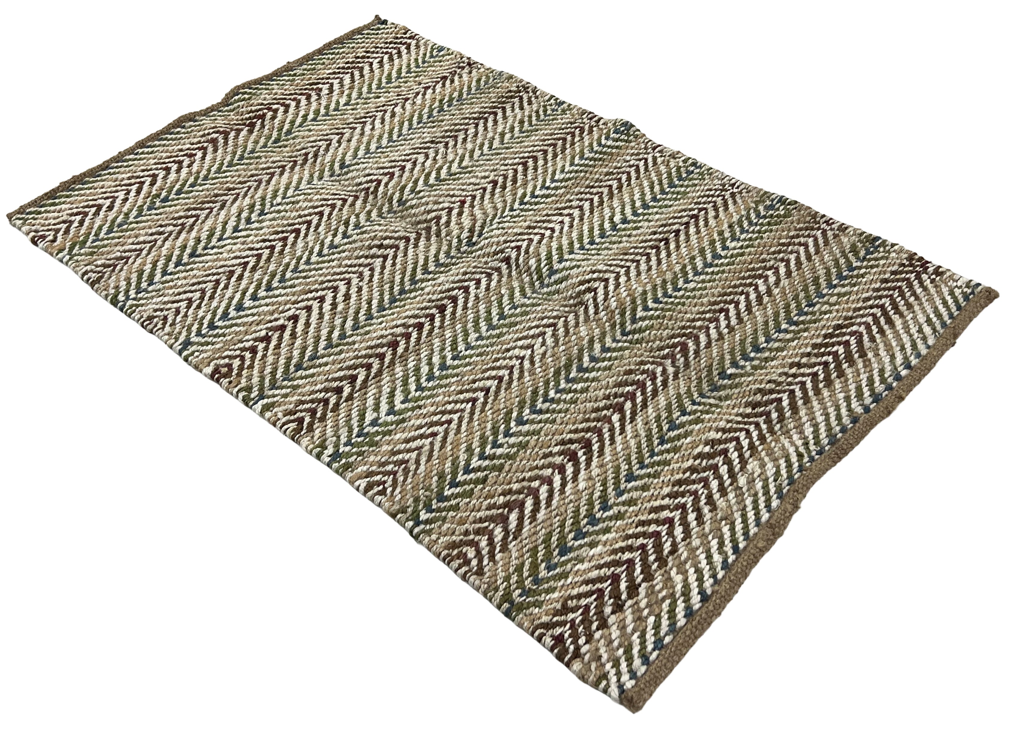 Modern Handwoven Natural Jute Multicolor Kilim Rug Indian Dhurrie -8050