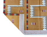 Modern Handmade Cotton Flat Weave Mustard Geometric Marianne Rug-6764