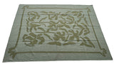 Handwoven New Zealand Wool Cream And Green Geometric Rug Size 200x270cm
