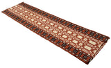 New Zealand Wool Cream, Terracotta And Brown 2.5x21.5 feet Geometric Runner