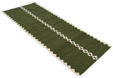 Modern Handmade New Zealand Wool Olive Green And Cream Diamond Runner-6841