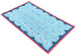 Modern Handmade Cotton Rug, 5x8 Sky And Navy Blue Red Border Geometric Diamond Rug-6775