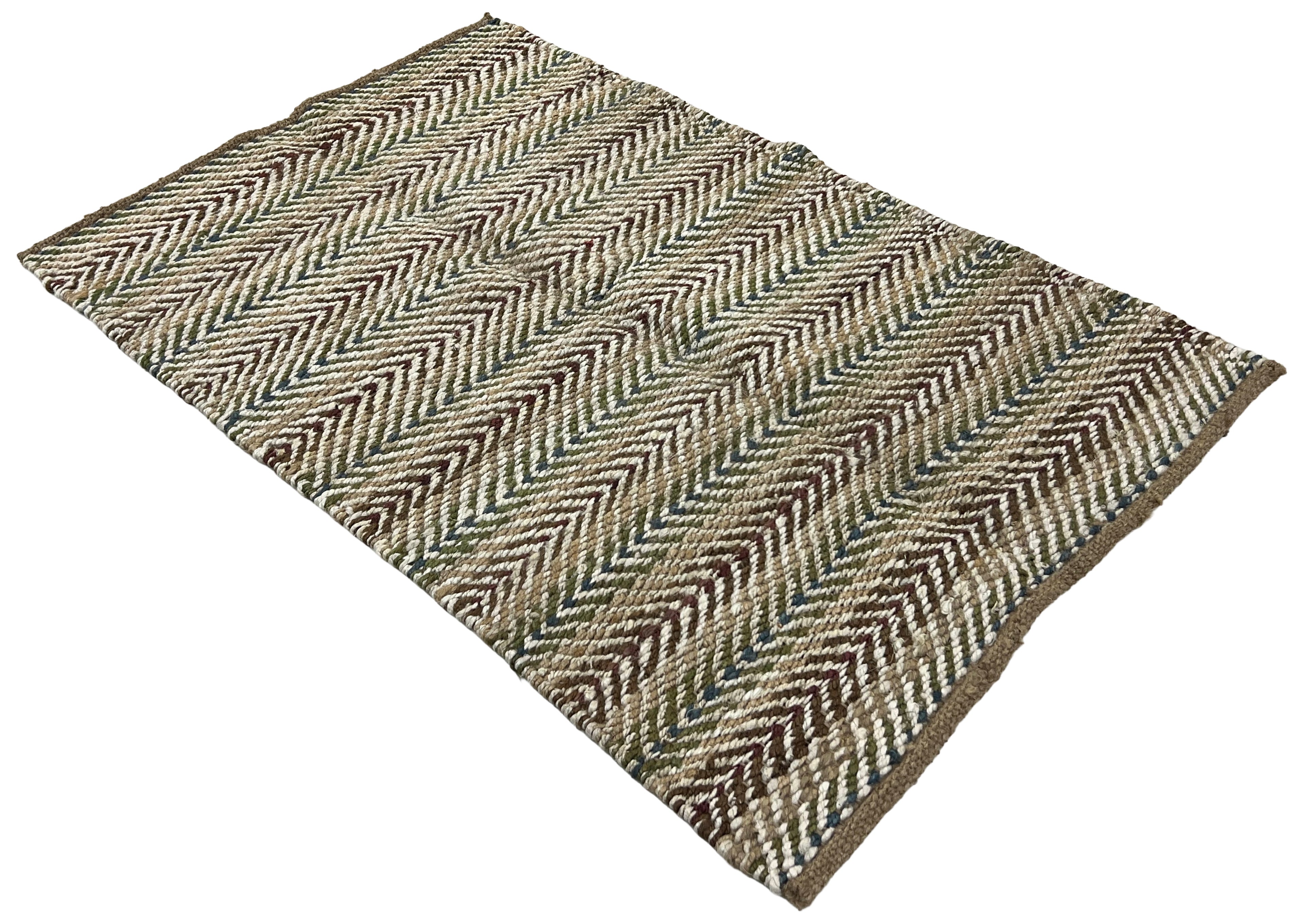 Modern Handwoven Natural Jute Multicolor Kilim Rug Indian Dhurrie -8050
