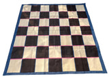 Modern Handmade Cotton Rug, 8'x8' Cream, Brown And Pink Checker Board Rug-6822