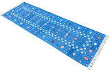 Modern Handmade Cotton Indigo Blue Shooting Star Dhurrie Runner-6772