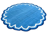 Custom Cotton Blue And White Round Scalloped Rug for Camilla in Size 8' Round