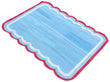 Modern Handmade Cotton Sky Blue, Cream and Red Scalloped Rug-9660