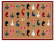 Modern Handmade Cotton Tan And Red Fish Patterned Area Rug-6840