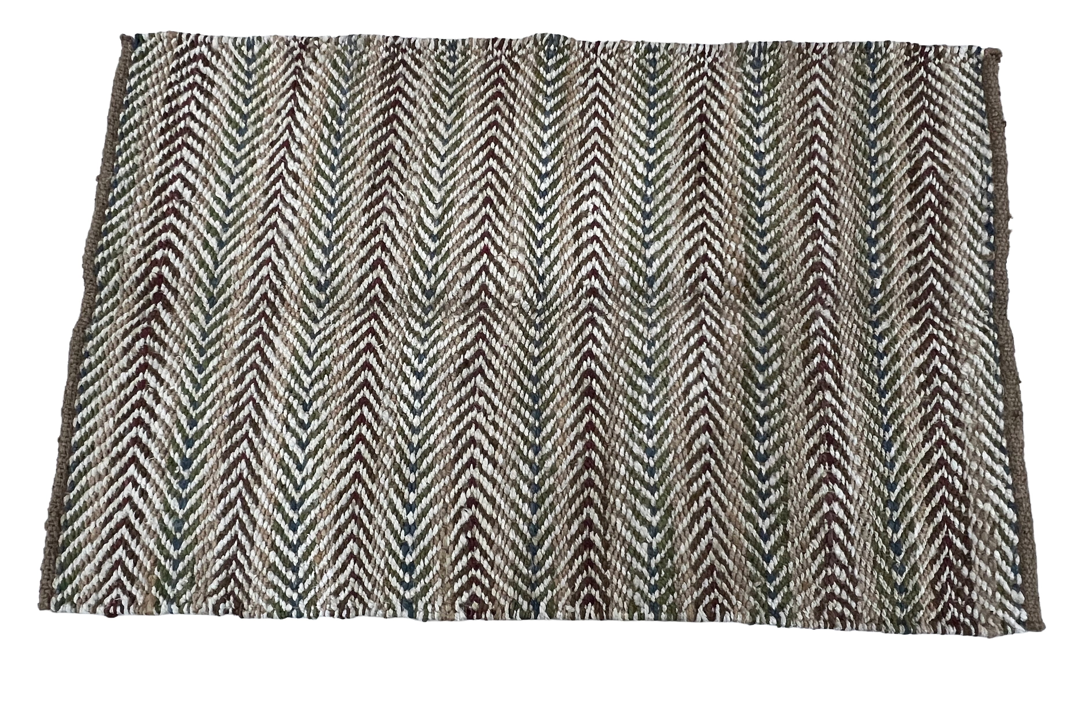 Modern Handwoven Natural Jute Multicolor Kilim Rug Indian Dhurrie -8050
