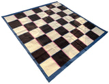 Modern Handmade Cotton Rug, 8'x8' Cream, Brown And Pink Checker Board Rug-6822