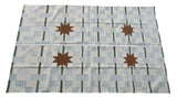 Modern Handmade Cotton Rug, 5'x8' Sky Blue, Sage Green And Cream Star And Dash Striped Rug-6825