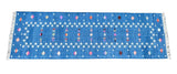 Modern Handmade Cotton Indigo Blue Shooting Star Dhurrie Runner-6772