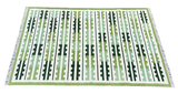 Modern Handmade Cotton Green And Cream Marianne Striped Rug-6757