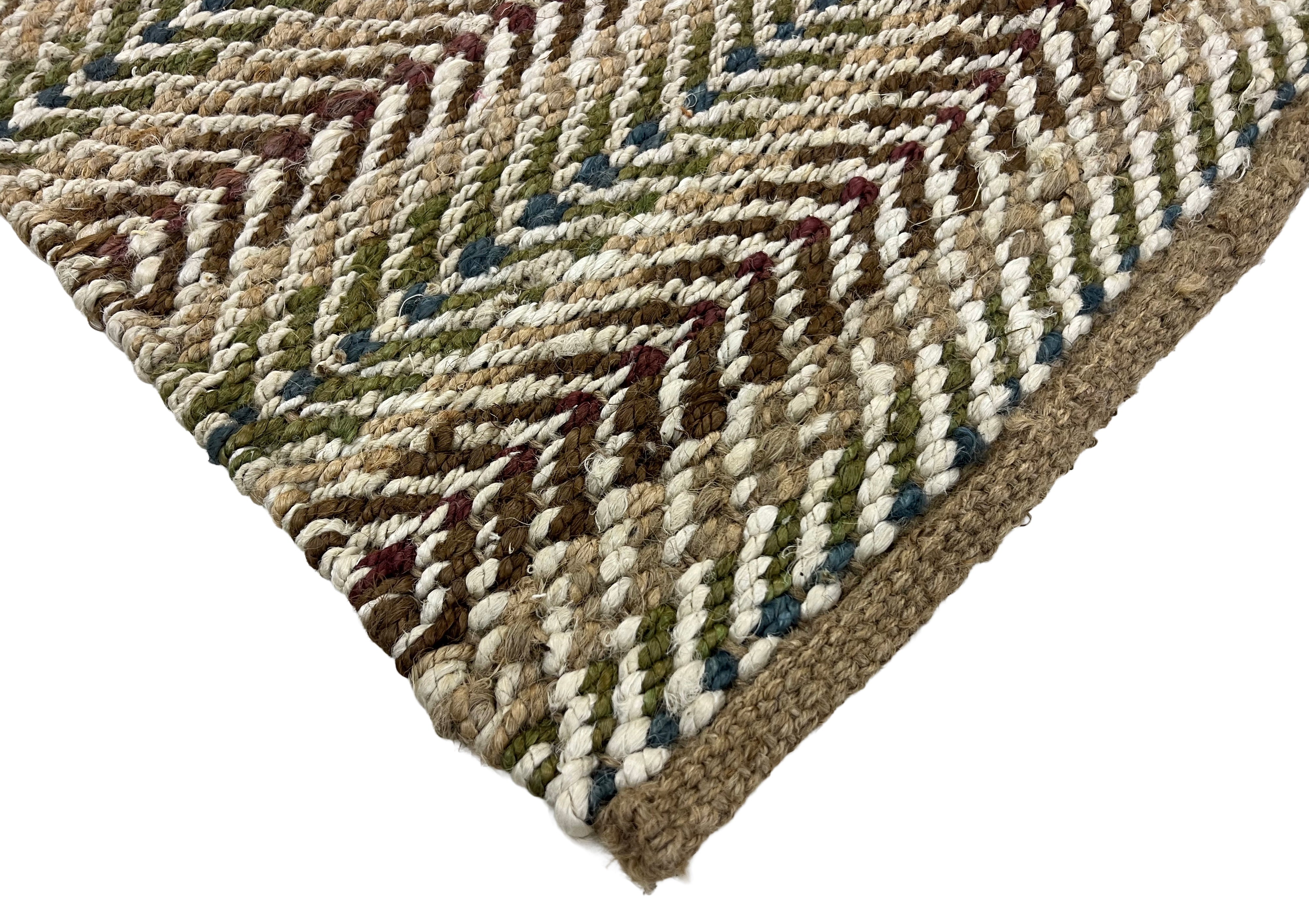Modern Handwoven Natural Jute Multicolor Kilim Rug Indian Dhurrie -8050
