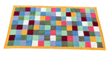 Modern Handmade Woolen Rug, 4x8 Multicolor Checked Dhurrie Runner -6785