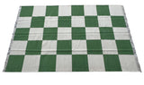 Modern Handmade New Zealand Wool Moss Green And Cream Checker Board Area Rug-6828