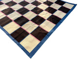 Modern Handmade Cotton Rug, 8'x8' Cream, Brown And Pink Checker Board Rug-6822
