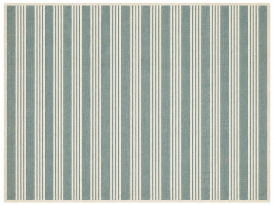 Modern Handmade Woolen Greyish Blue And White Striped Rug-6836