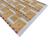 Modern Handmade Cotton Flat Weave Mustard Geometric Marianne Rug-6764
