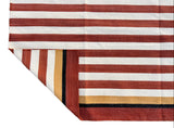 Modern Handmade Cotton Terracotta And White Striped Rug-6538