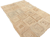 Modern Handmade Natural Jute Checker Board Rug Indian Dhurrie -8046