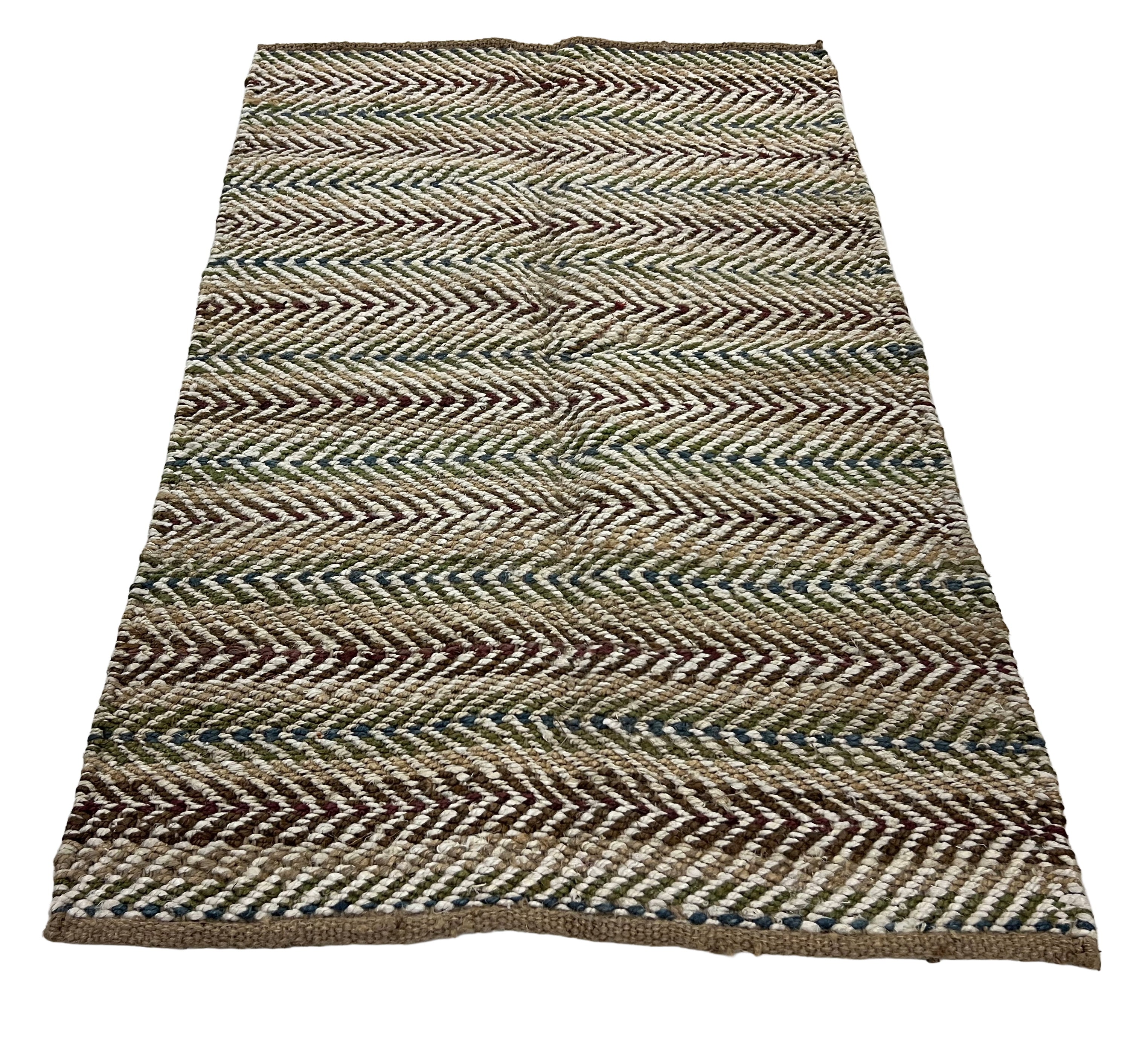 Modern Handwoven Natural Jute Multicolor Kilim Rug Indian Dhurrie -8050