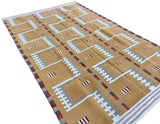 Modern Handmade Cotton Flat Weave Mustard Geometric Marianne Rug-6764