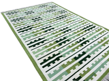 Modern Handmade Cotton Green And Cream Marianne Striped Rug-6757
